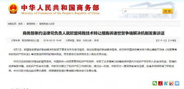 理性看待歐盟訴中國技術(shù)轉(zhuǎn)讓措施WTO案 商務(wù)部回應(yīng)傳遞辯證信號